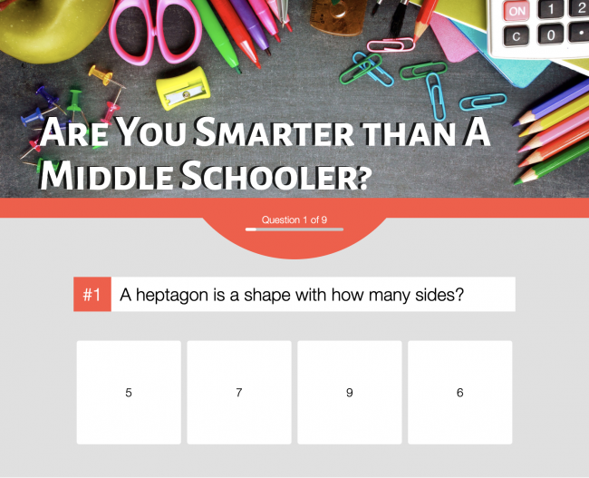 Are You Smarter Than a Middle Schooler? turnkey quiz