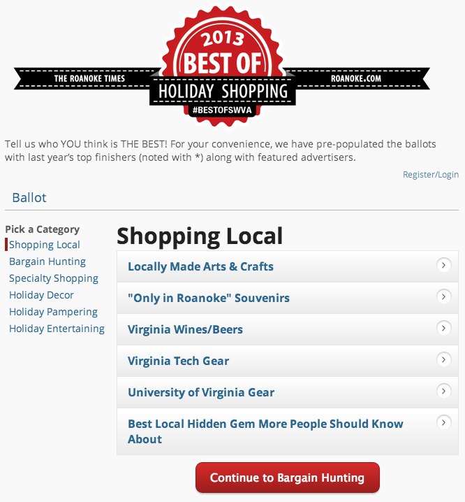 Best Of Holiday Shopping Ballot