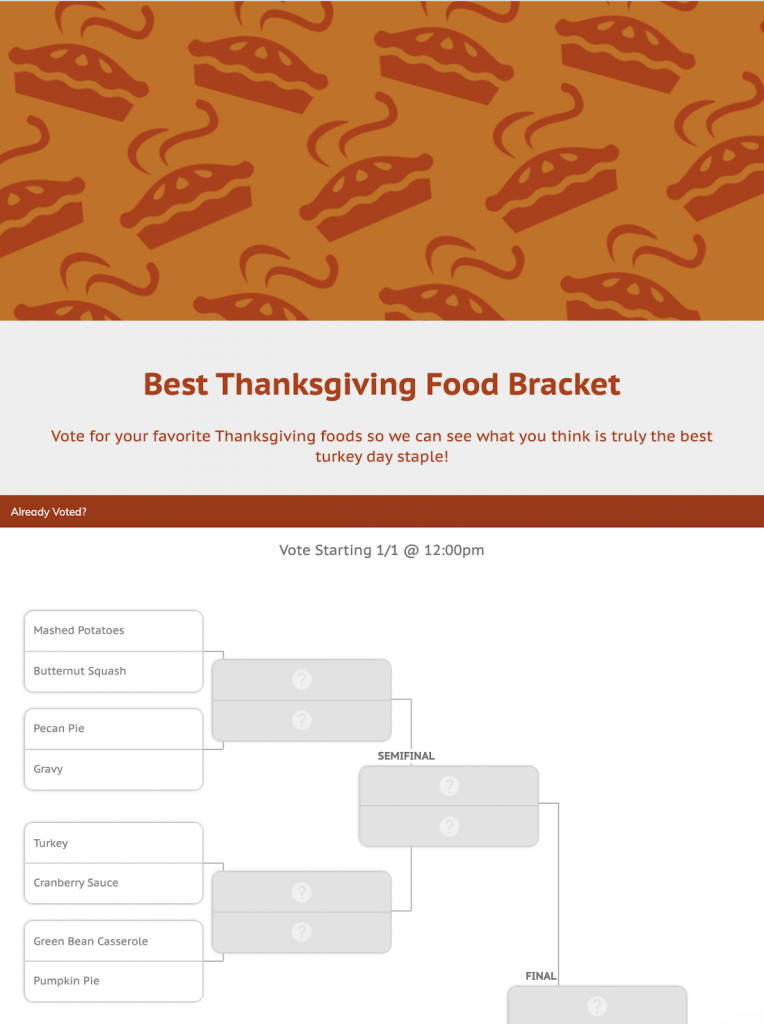 Best Thanksgiving Food Bracket turnkey