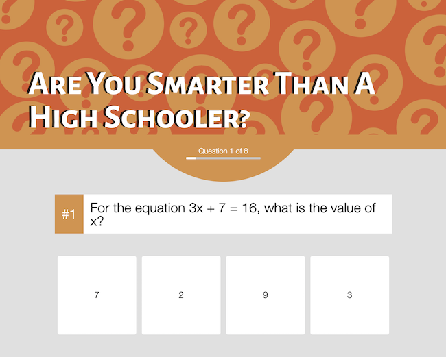 are you smarter than a high schooler quiz