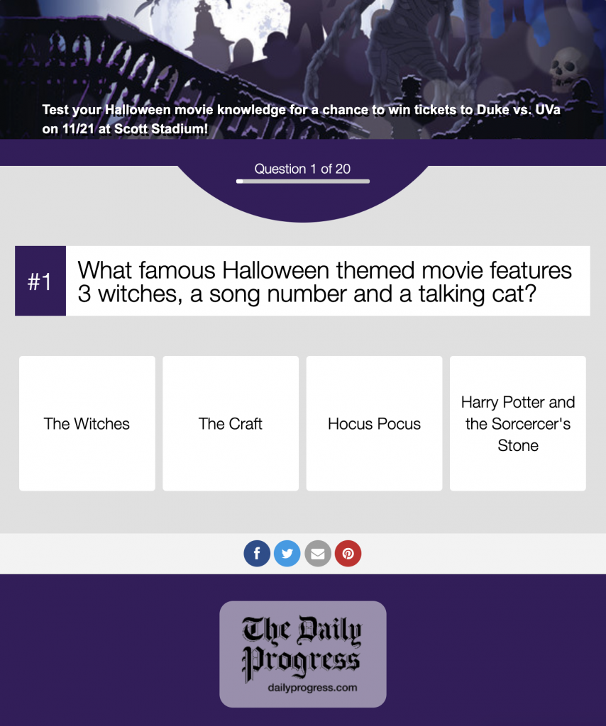 Daily Progress Halloween Movie Quiz