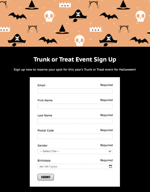 Virtual Trick-or-Treat Event Sign-up