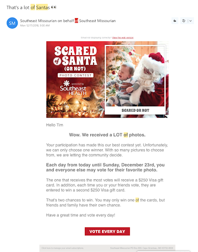 Scared of Santa email
