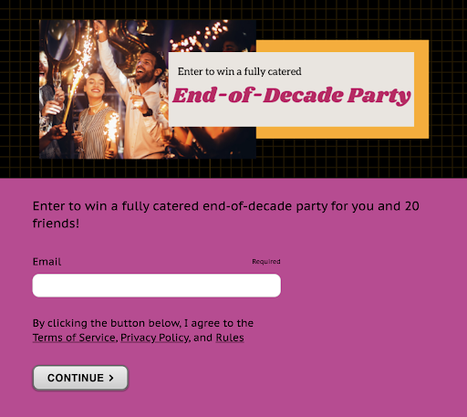 End-of-decade party sweepstakes