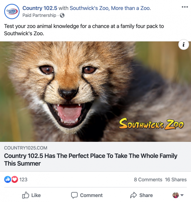 WKLB Zoo Quiz Facebook post