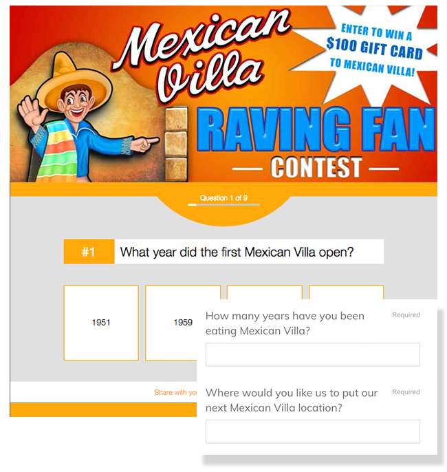 Mexican Villa Raving Fan contest Quiz