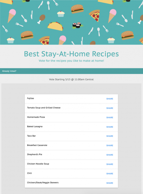 Best Stay-At-Home Recipes Ballot turnkey