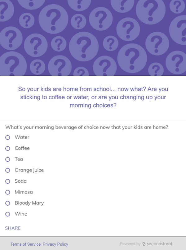 Turnkey Poll about Morning Beverage Choices