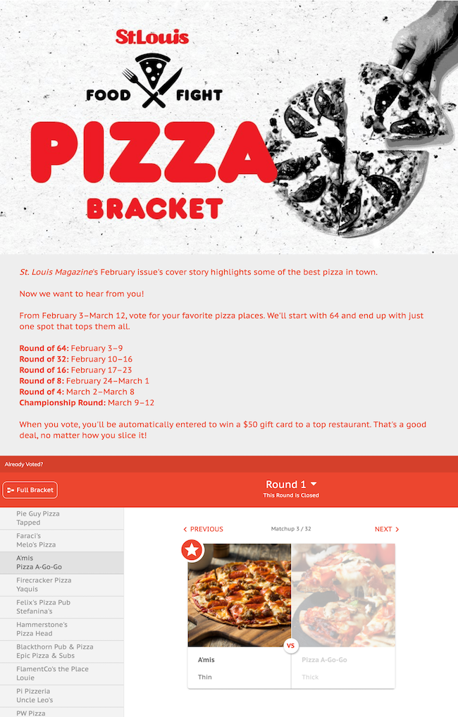 Pizza Bracket Drives Huge Engagement