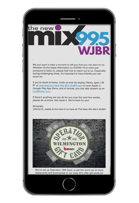COVID-19 email from WJBR-FM