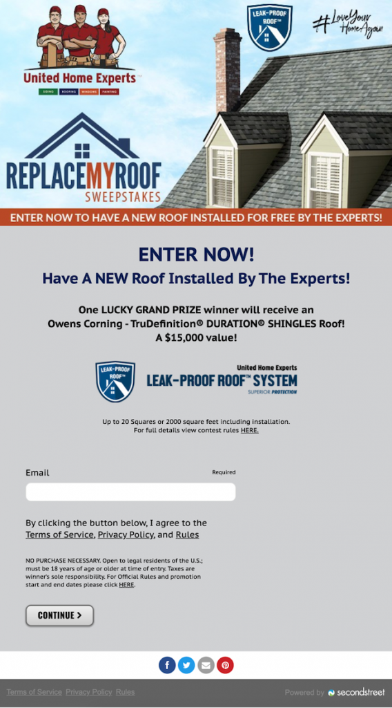 Sweepstakes for a New Roof