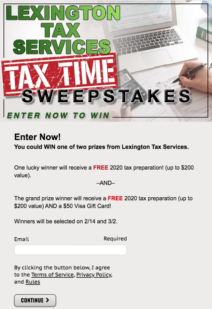 Lexington Tax Services Sweepstakes