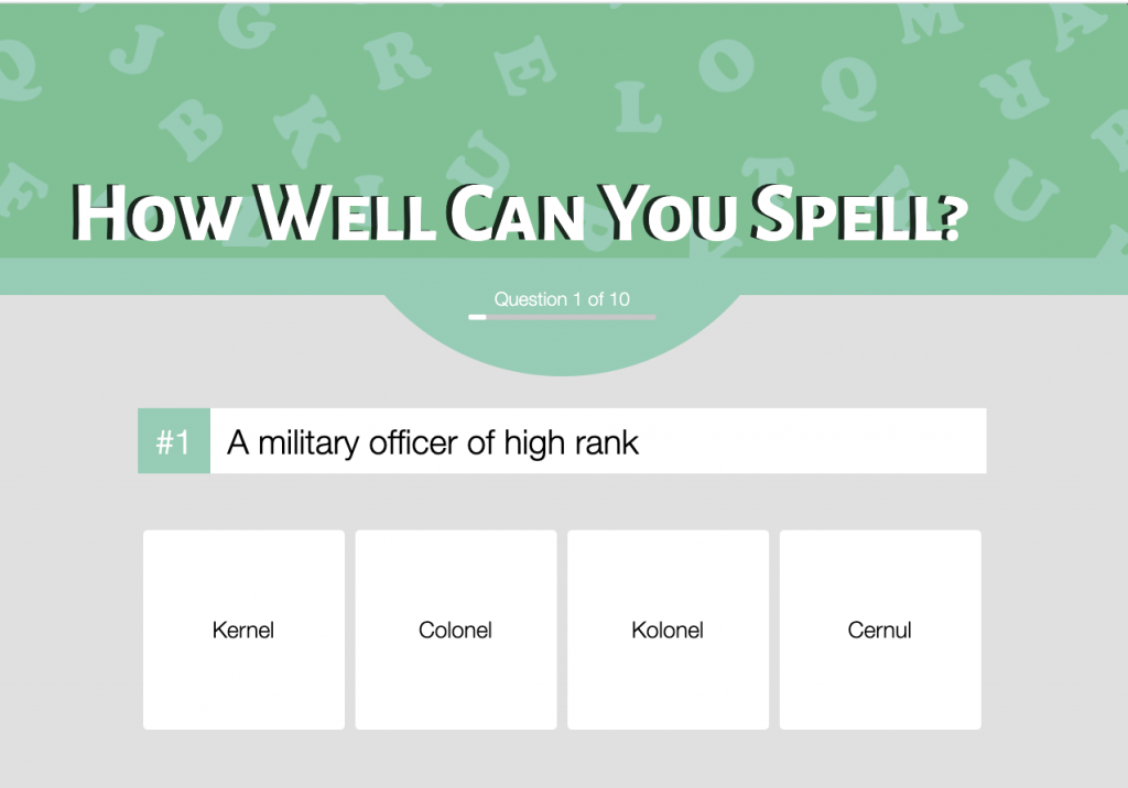 How Well Can You Spell? turnkey quiz