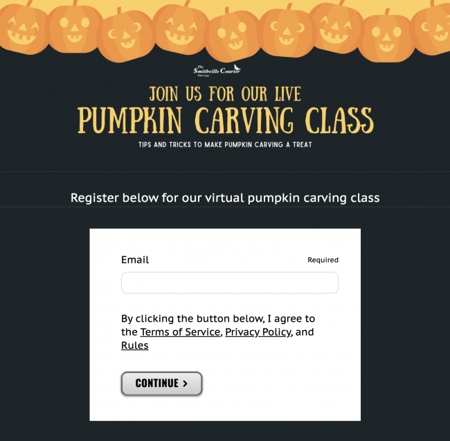Pumpkin carving class event sign-up