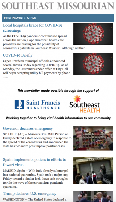 Southeast Missourian Coronavirus newsletter