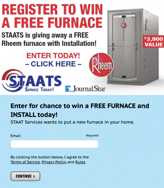 The Peoria Journal Star furnace sweepstakes