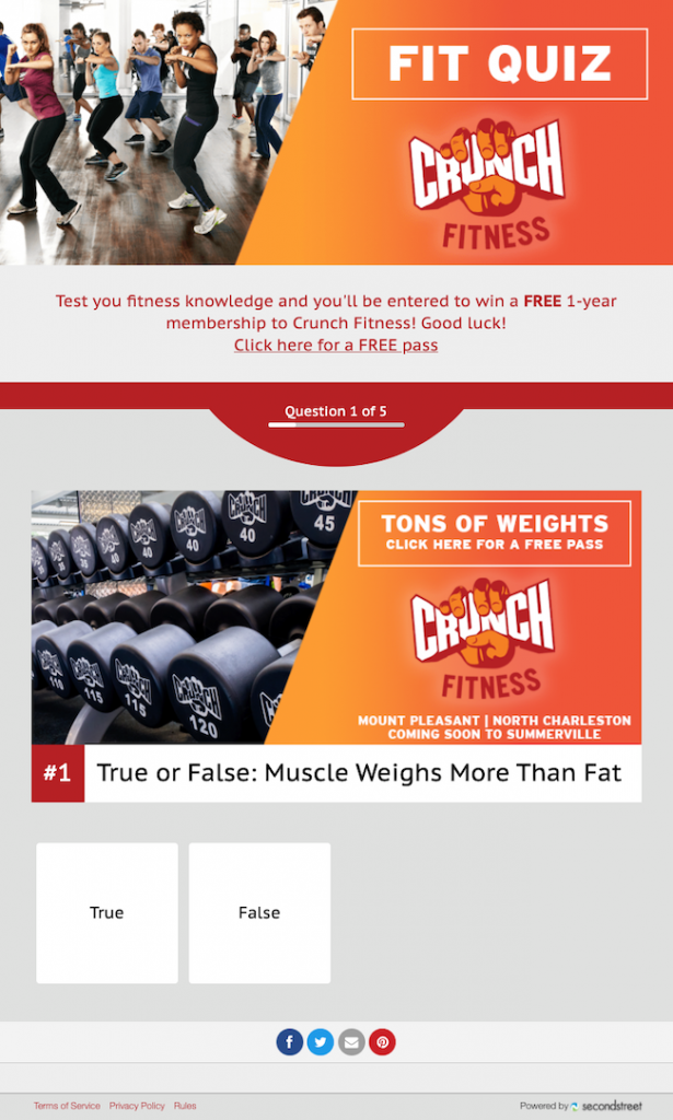 Crunch Fitness Quiz Drives New Customers